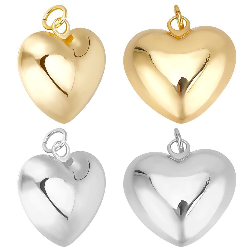 5710 10Pcs 2 Colors Heart Charms 18K Gold Plated & 925 Sterling Silver